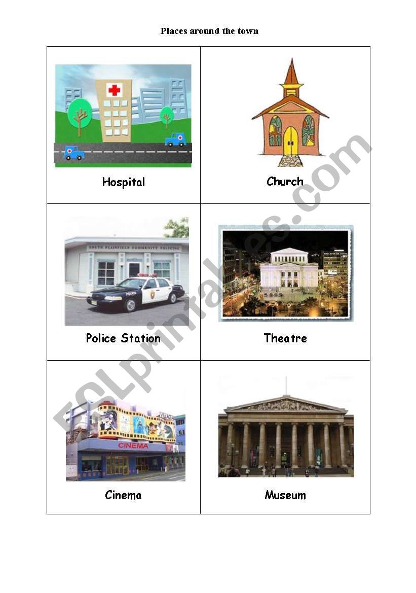 Places around the town - flashcards