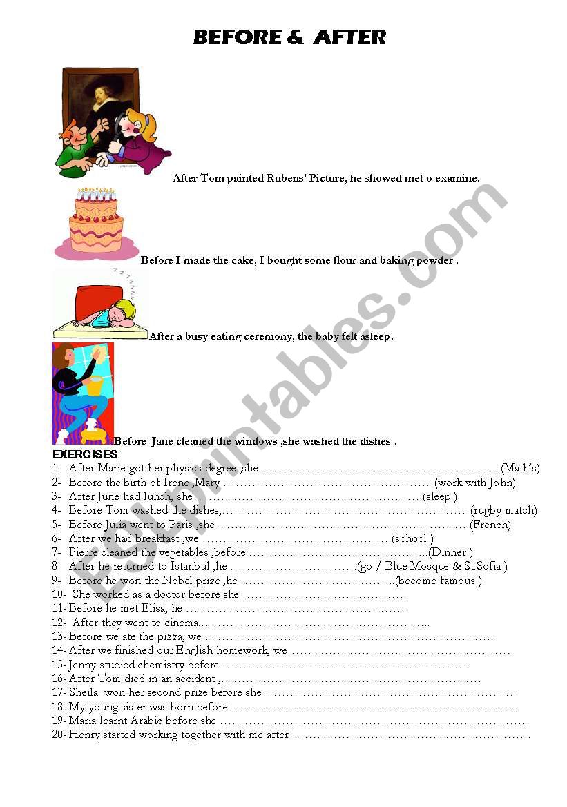 Before & after  worksheet