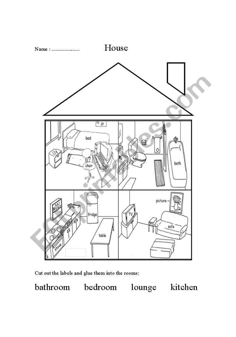 House - Cut and Stick Room Names