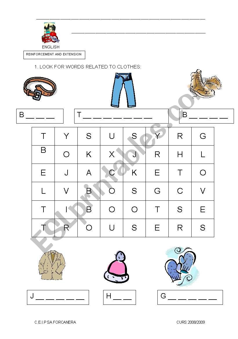 clothes  worksheet