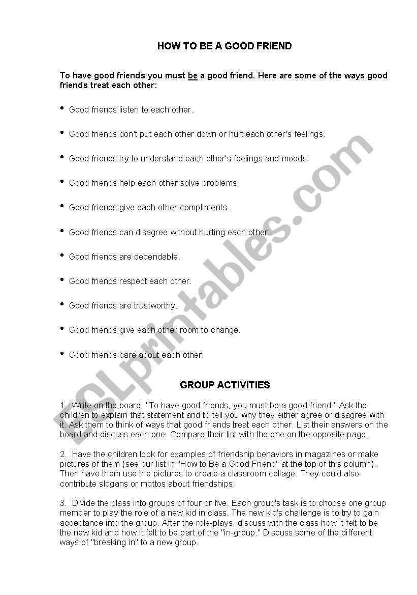 How to be a good friens-lesson guide