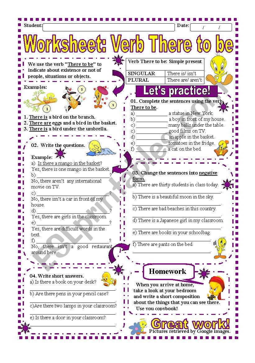 Worksheet: Verb There to be- Simple Present