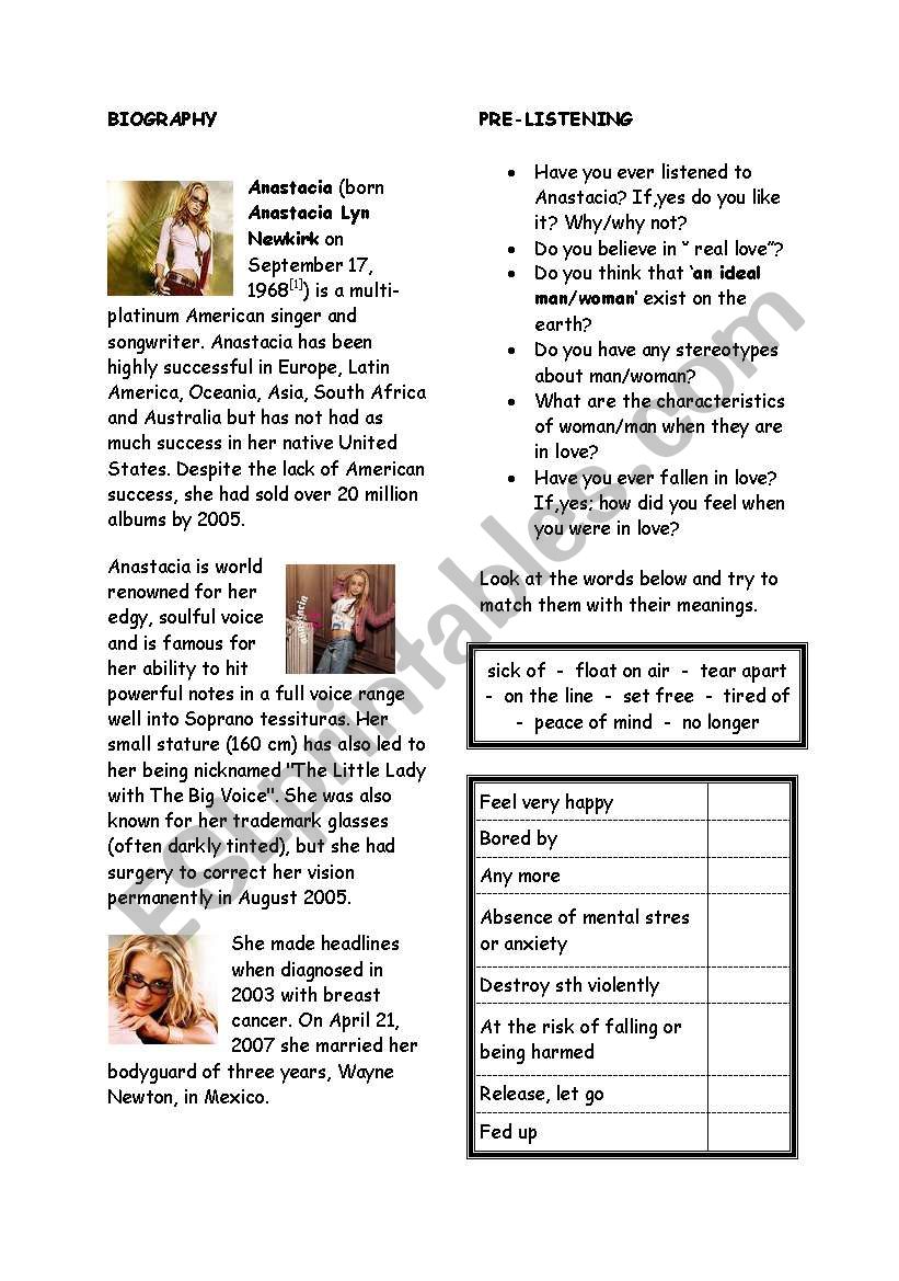 AnastaciaÂ´s song- Sick and Tired