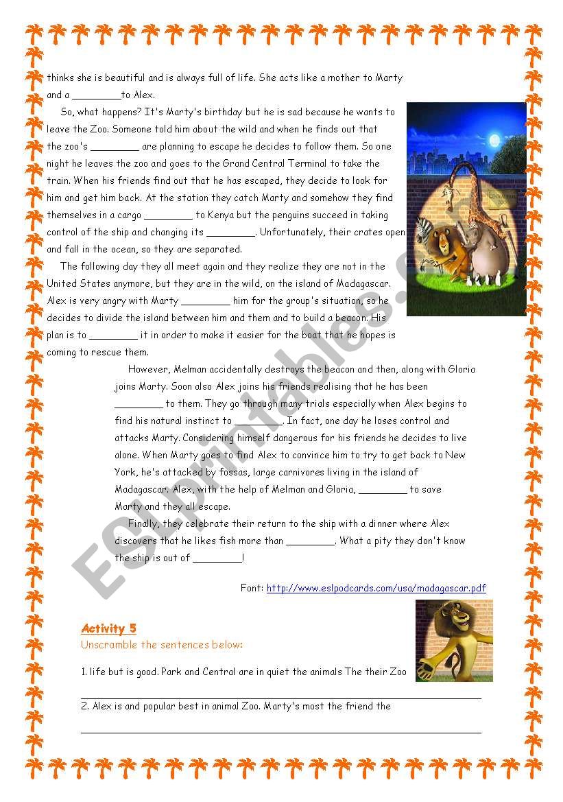 Madagascar - The Movie 2/3 worksheet