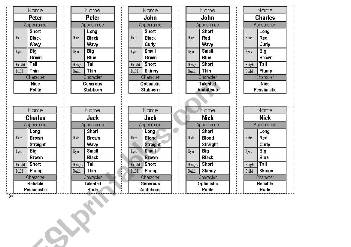 Who is Who worksheet