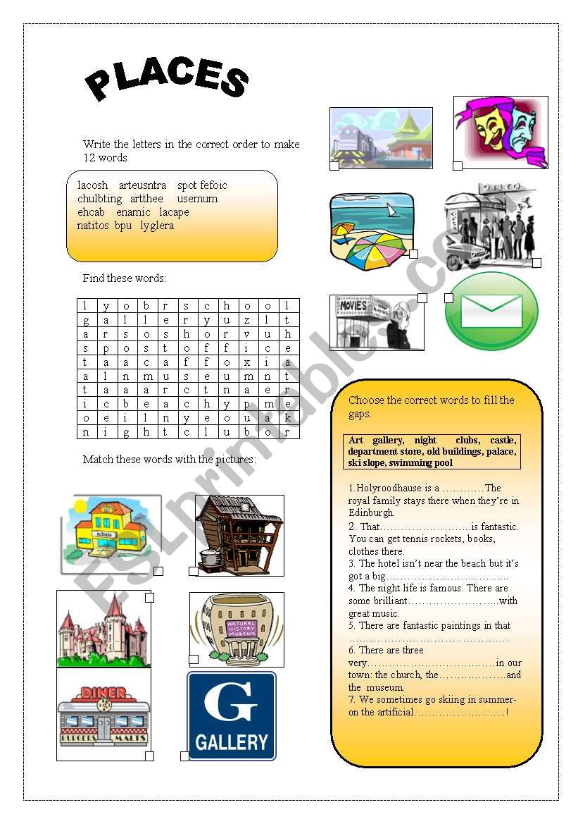 Places worksheet