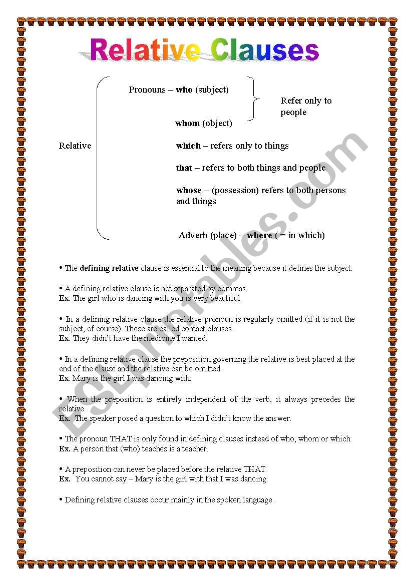 Relative clauses (17.01.09) worksheet