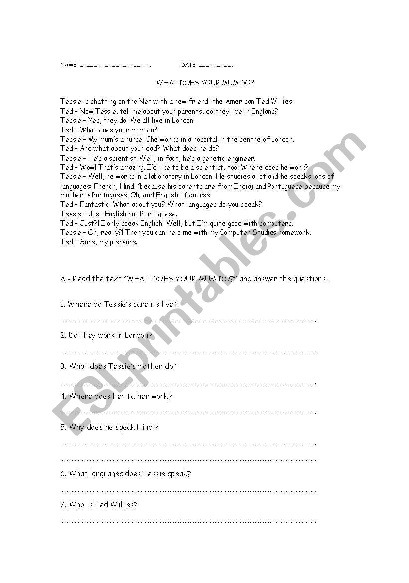 6th grade test worksheet