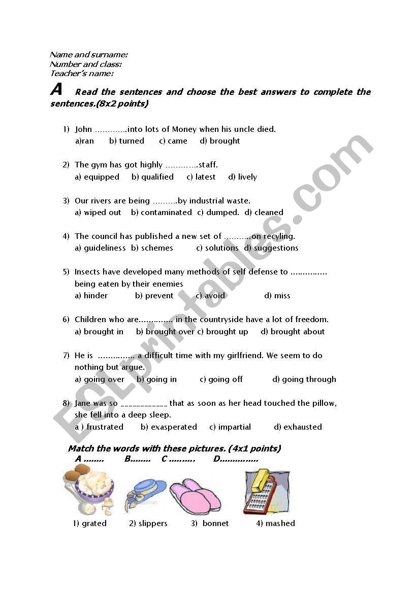 final exam worksheet