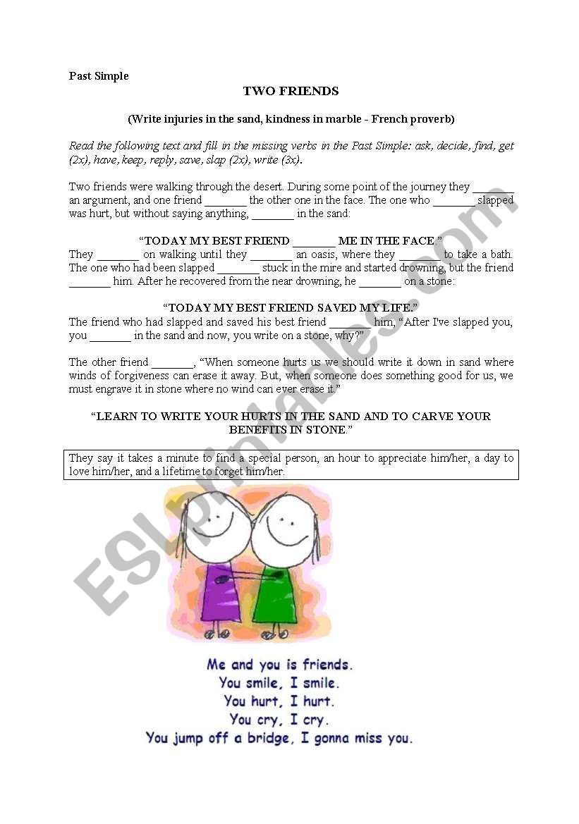 Two friends - past simple worksheet