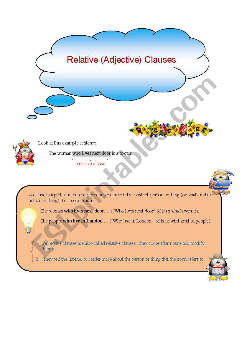 Relative Clauses (1) worksheet