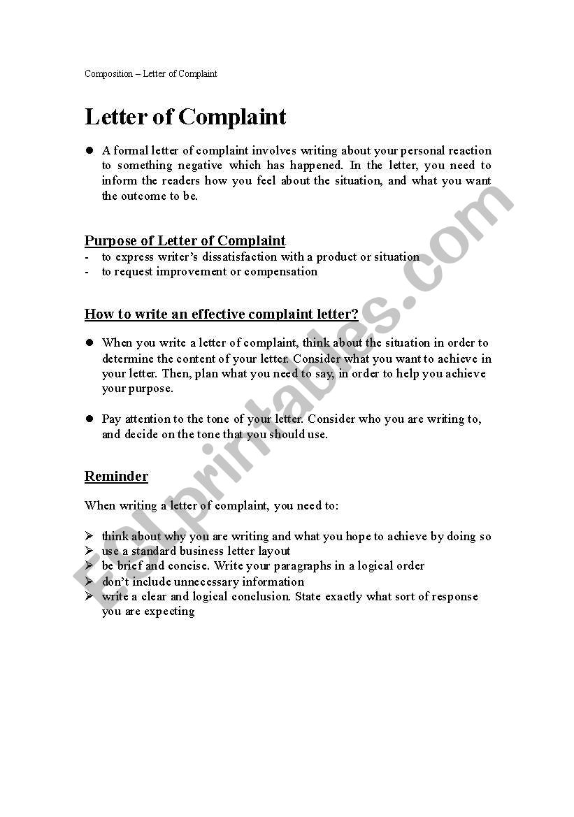 Composition__letter of Complaint
