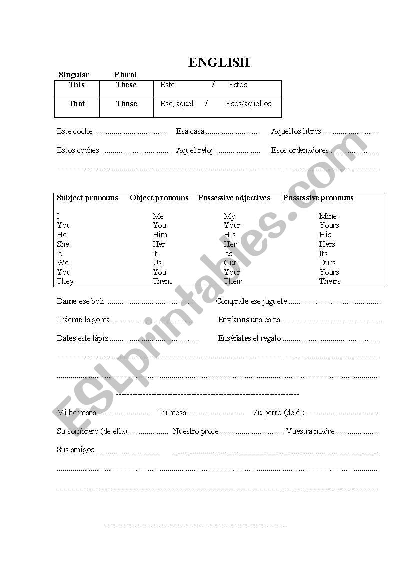 English grammar for primary worksheet