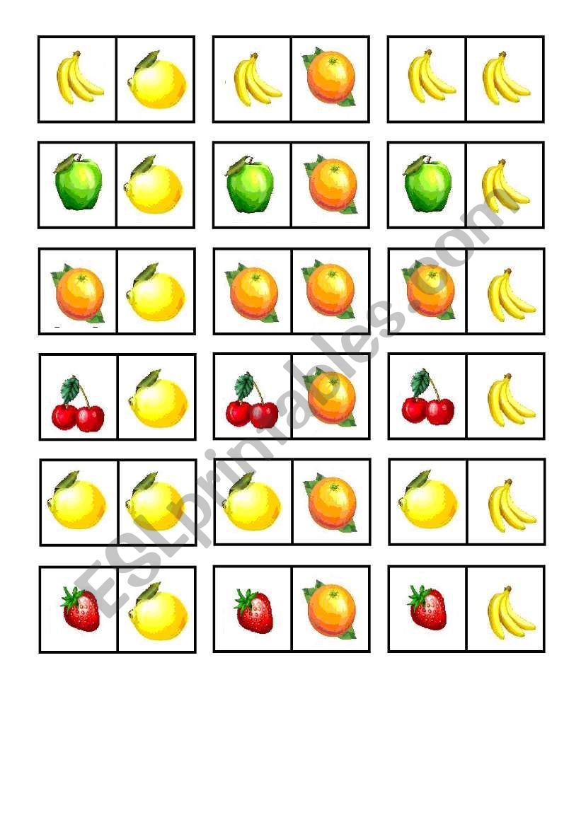 Fruit Domino worksheet