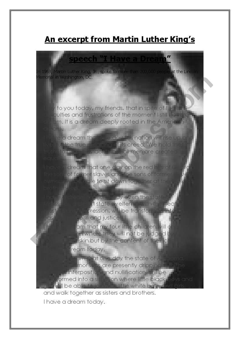 MLK part I - An excerpt from Martin Luther Kings   