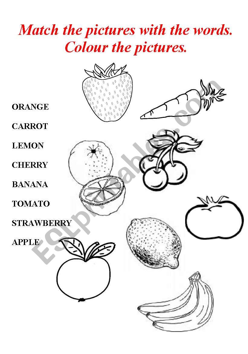 FRUITS, VEGETABLES worksheet