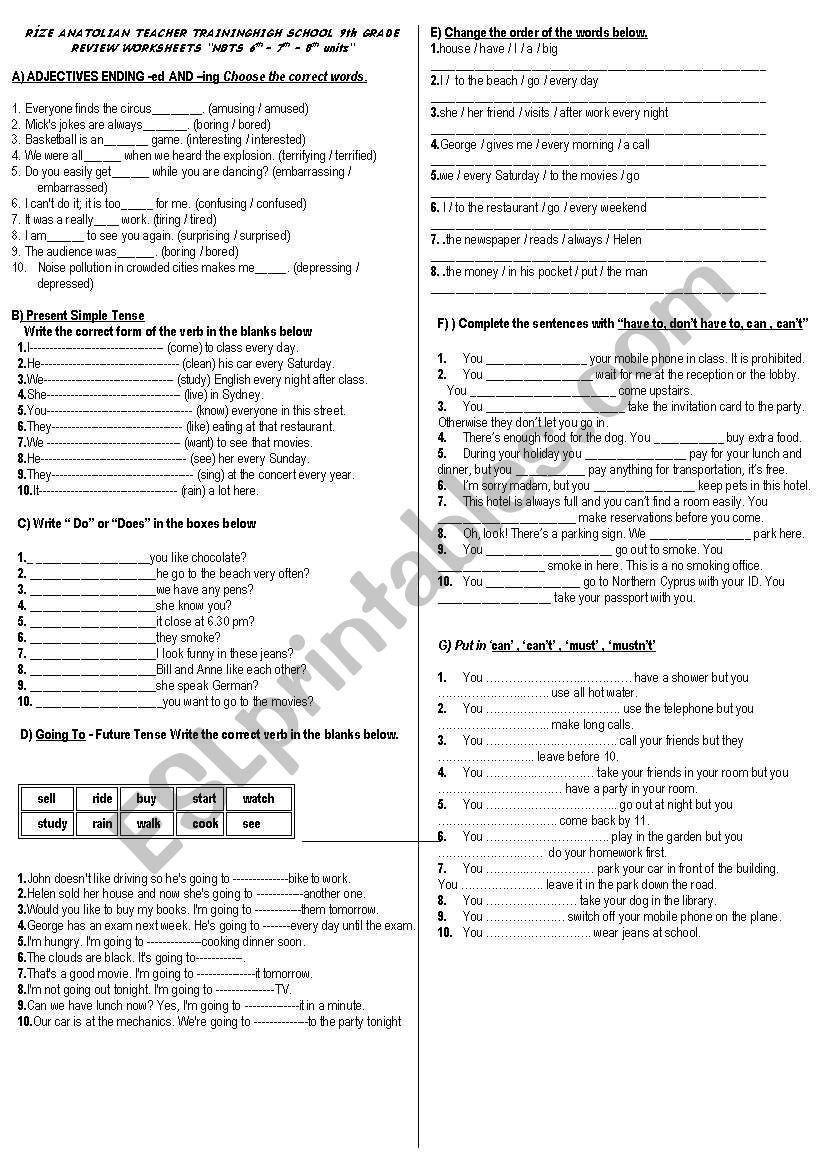 Worksheet of  NBTS worksheet