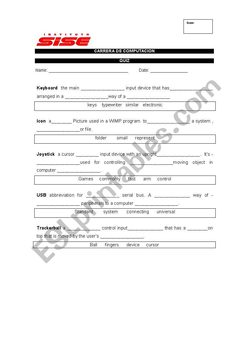 computing worksheet