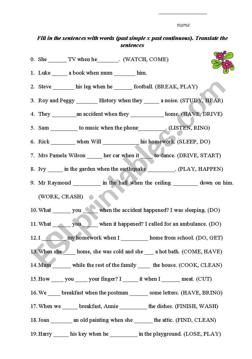 PAST SIMPLE - PAST CONTINUOUS worksheet