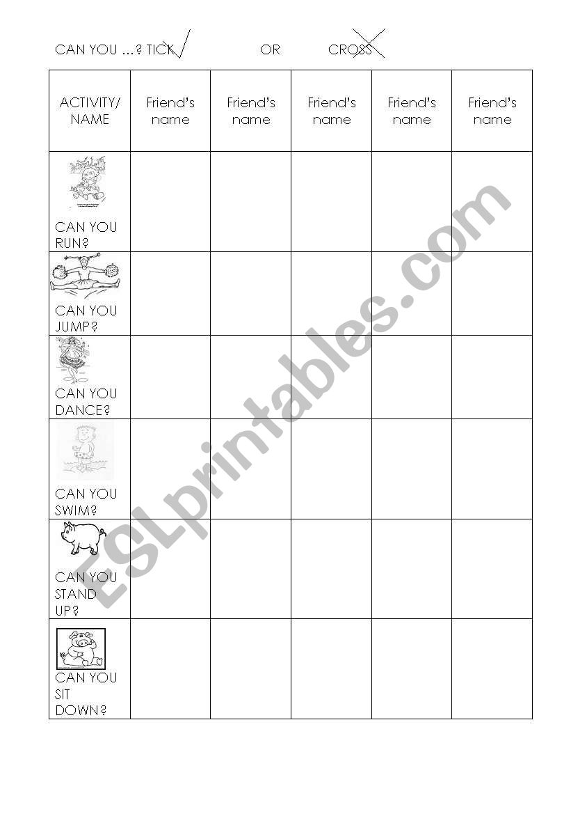 Can you? - Class survey worksheet