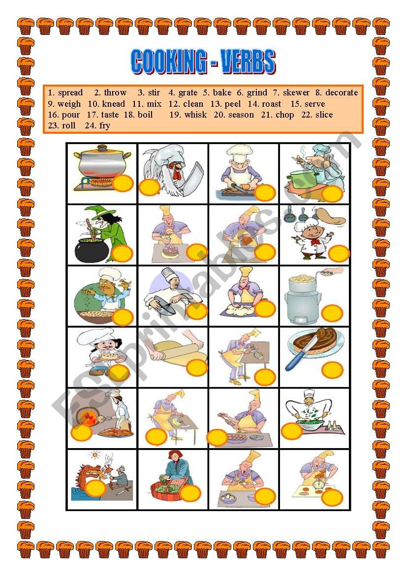 COOKING VERBS -Matching  worksheet