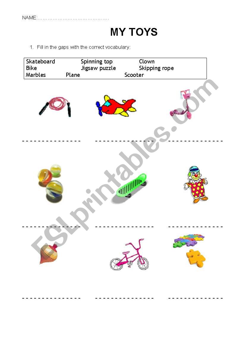 My Toys worksheet