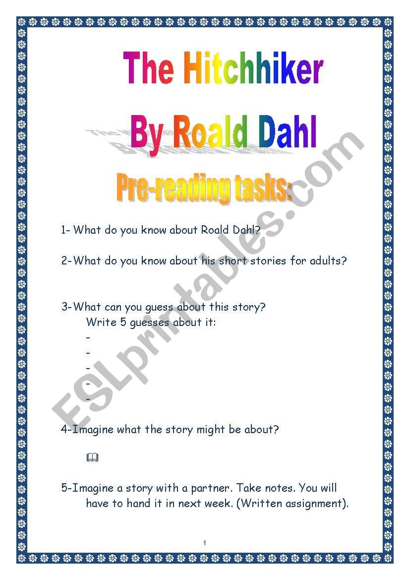 PROJECT: Reading a short-story by Dahl: the Hitchhiker (9 pages) (plainer version)
