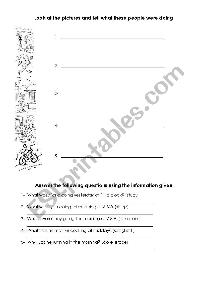 Past simple continuous: activities