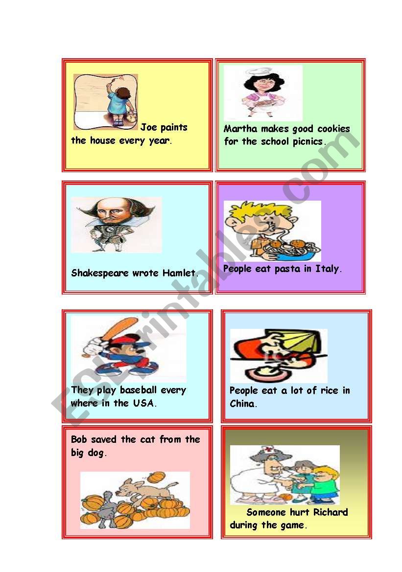 Passive Voice Cards - 1 of 5 worksheet
