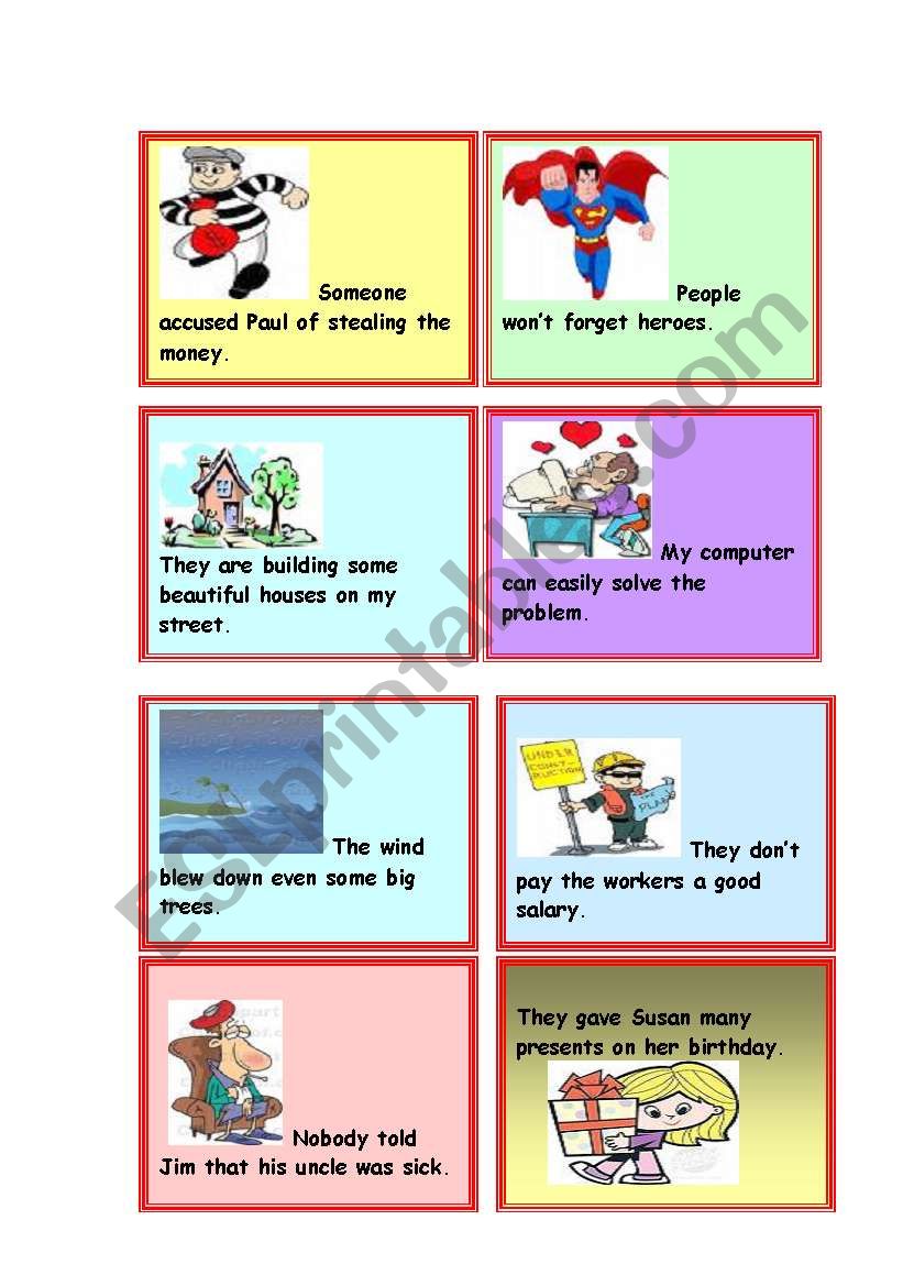 Passive Voice Cards - 2 of 5 worksheet