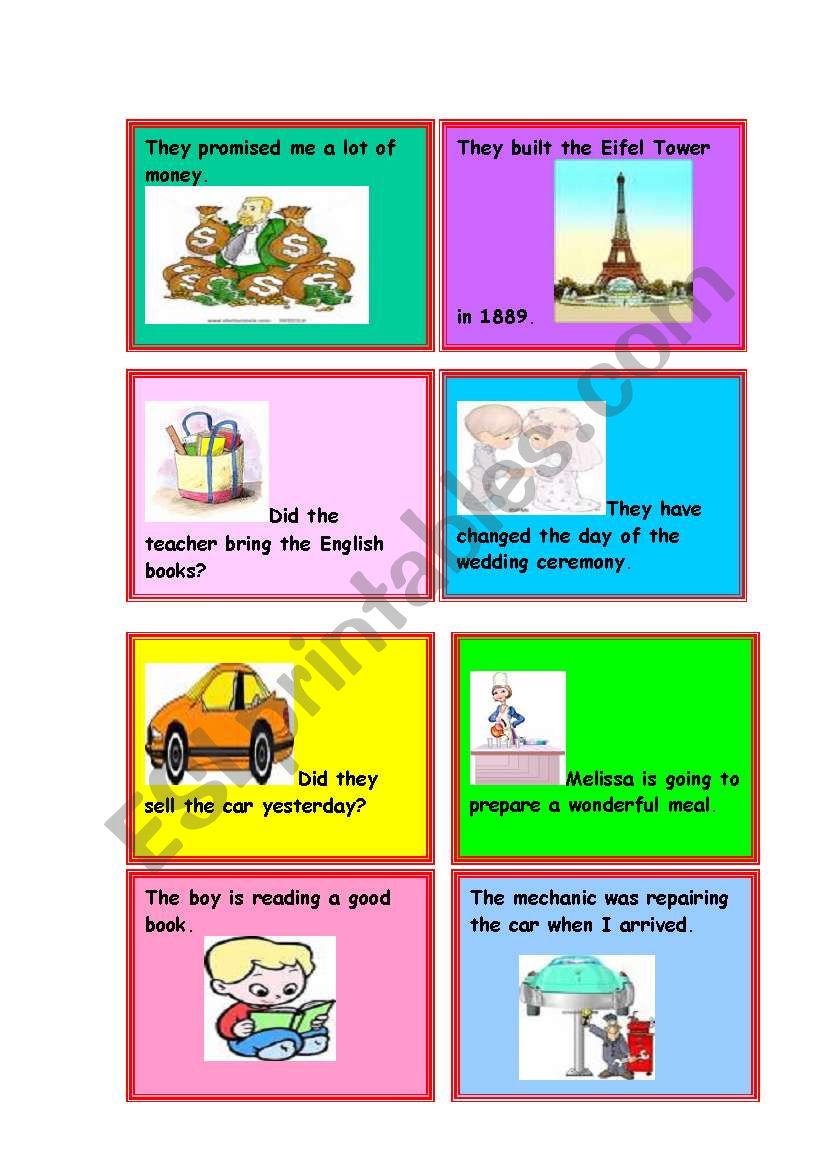 Passive Voice Cards - 3 of 5 worksheet
