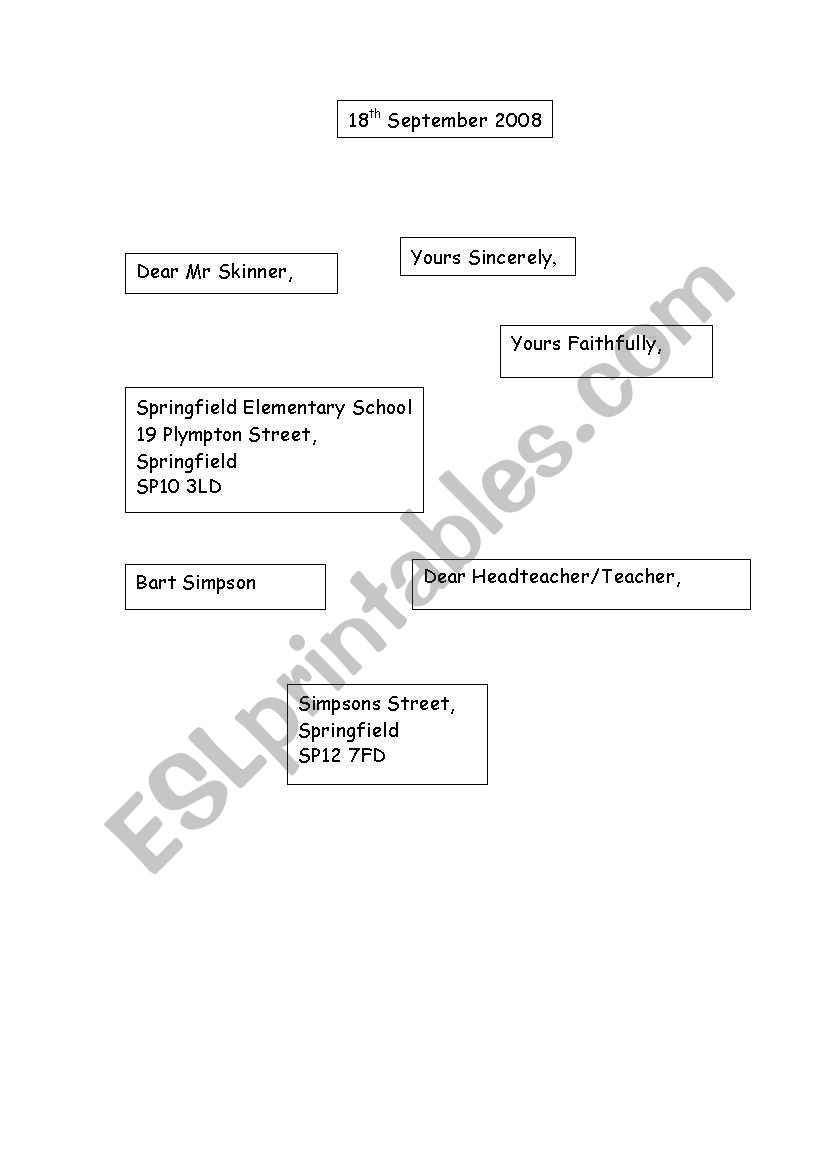 formal letter writing task sheet 2