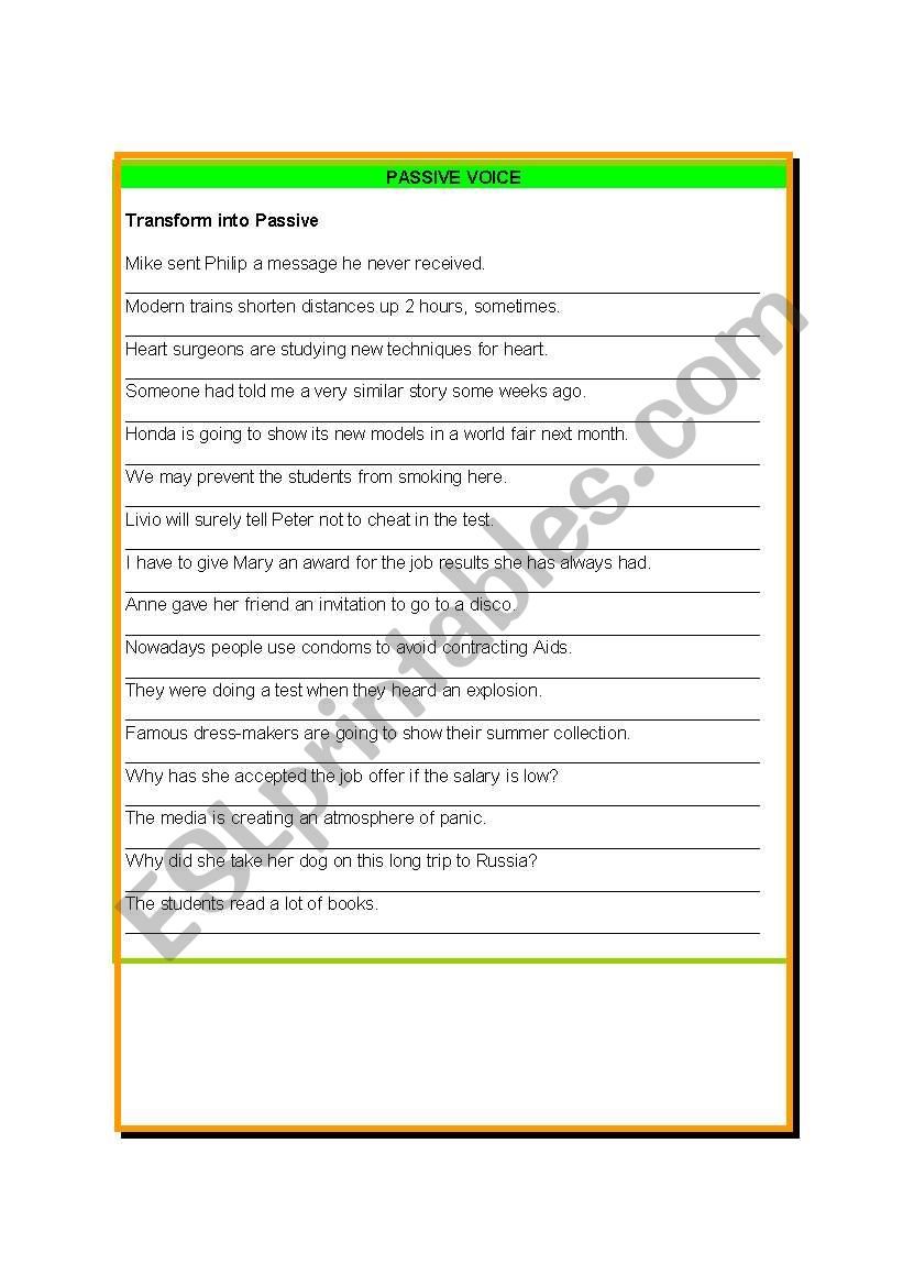 PASSIVE VOICE worksheet