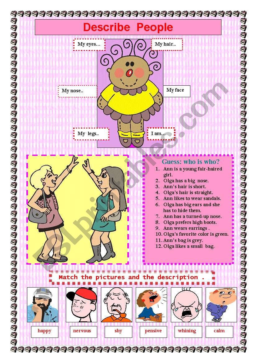 Describe People!!!! worksheet
