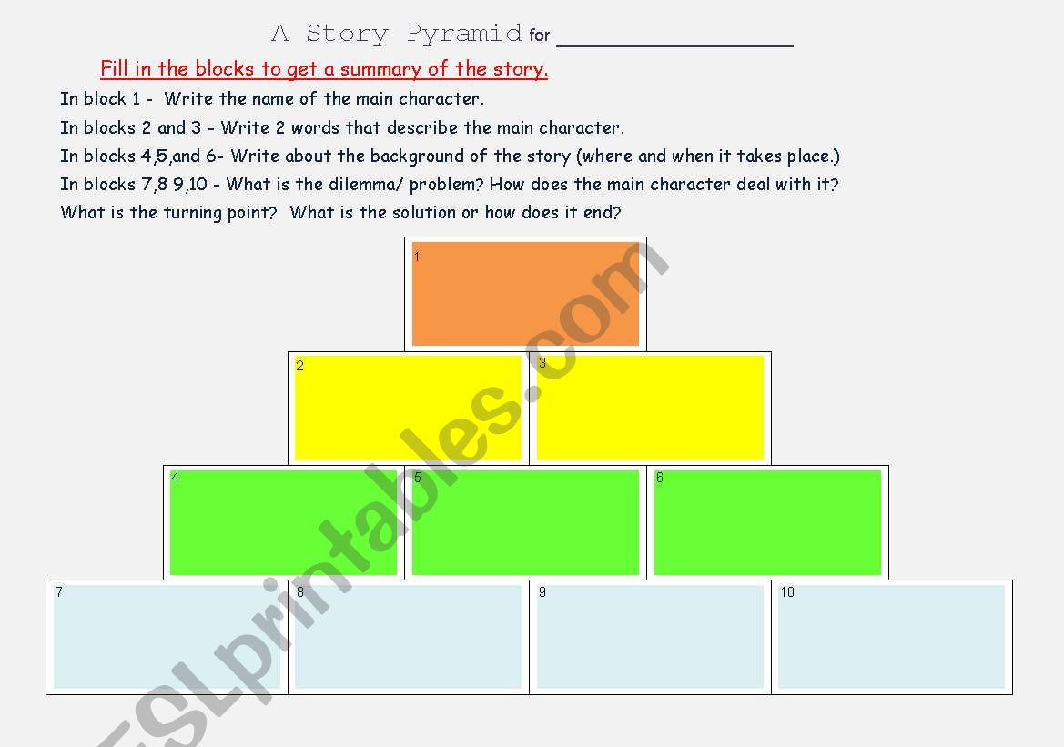 Story Pyramid worksheet
