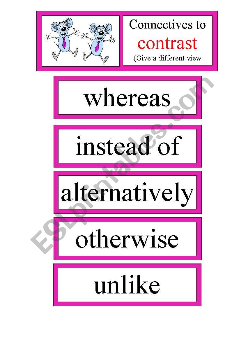 Connectives flashcards worksheet