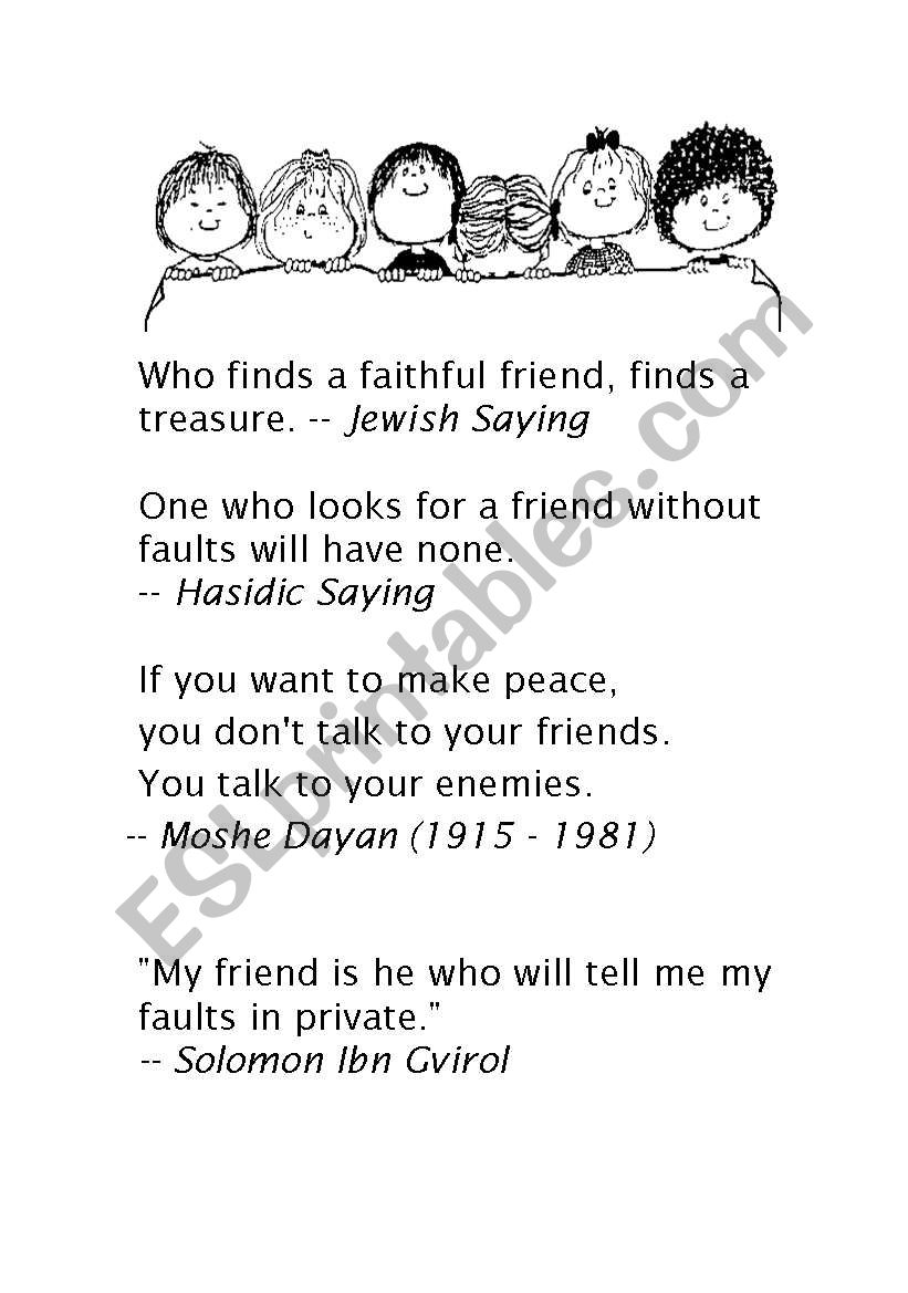quotes on friendship worksheet