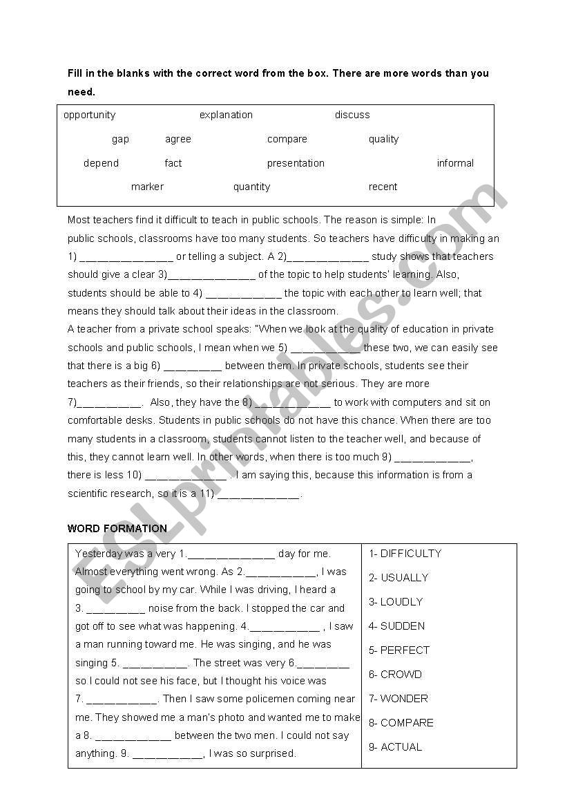 vocabulary exercise for int. students