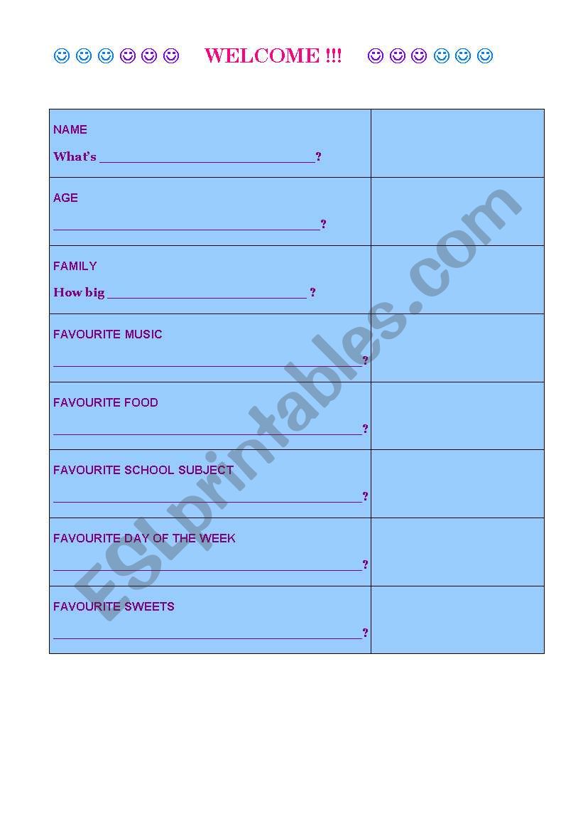 ice-breaker INTERVIEW CHART worksheet