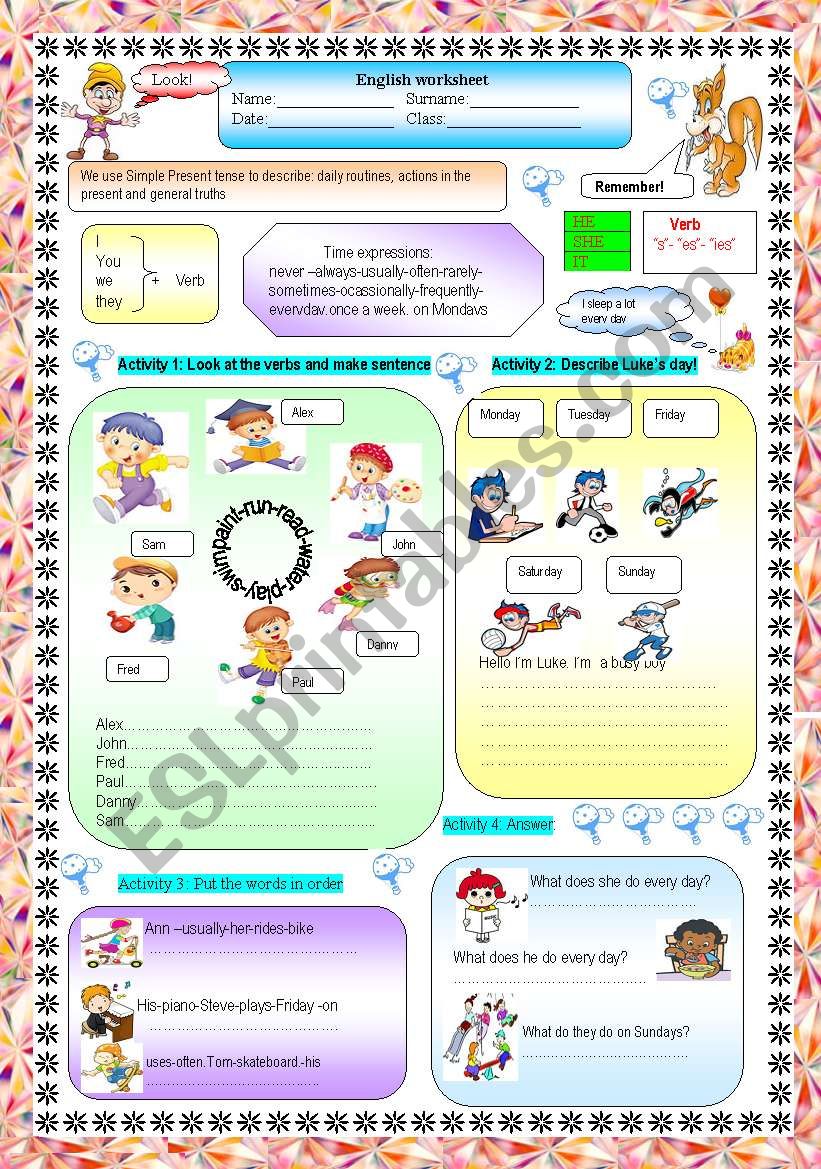 PRESENT SIMPLE worksheet