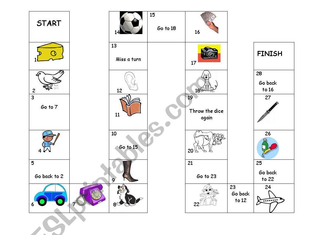 Basic Vocabulary Boardgame worksheet