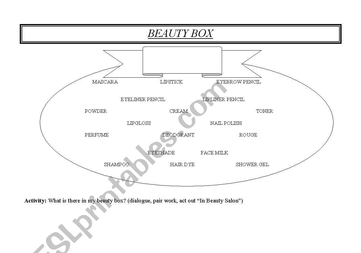 beauty box worksheet