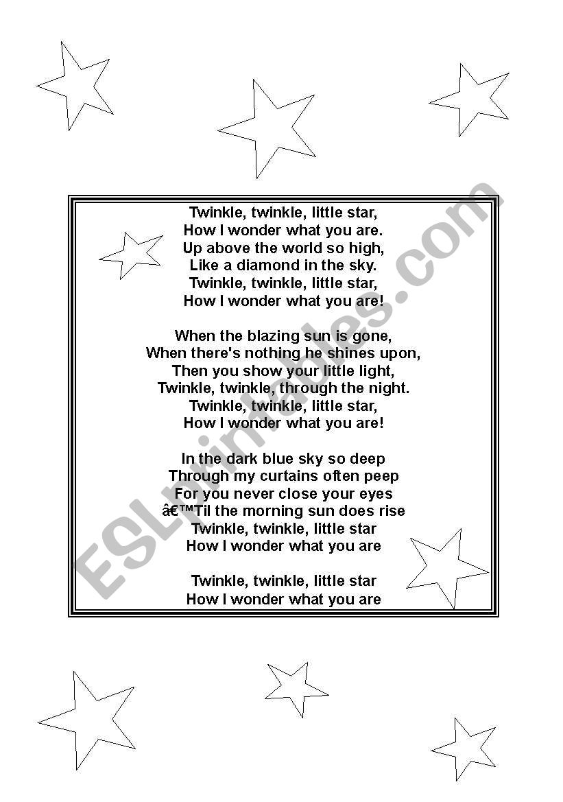 twinkle little star worksheet