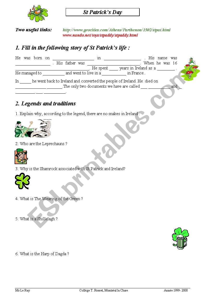 Saint Patrick Worksheet worksheet