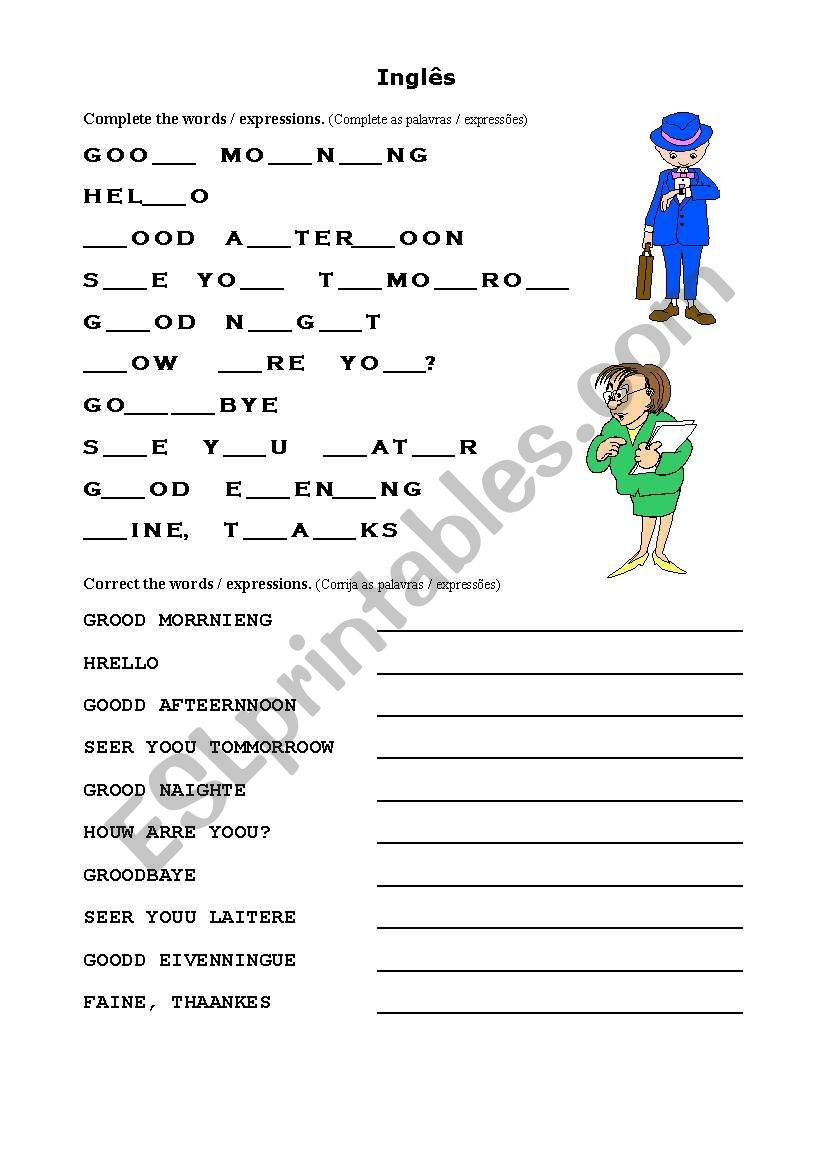 Greetings worksheet