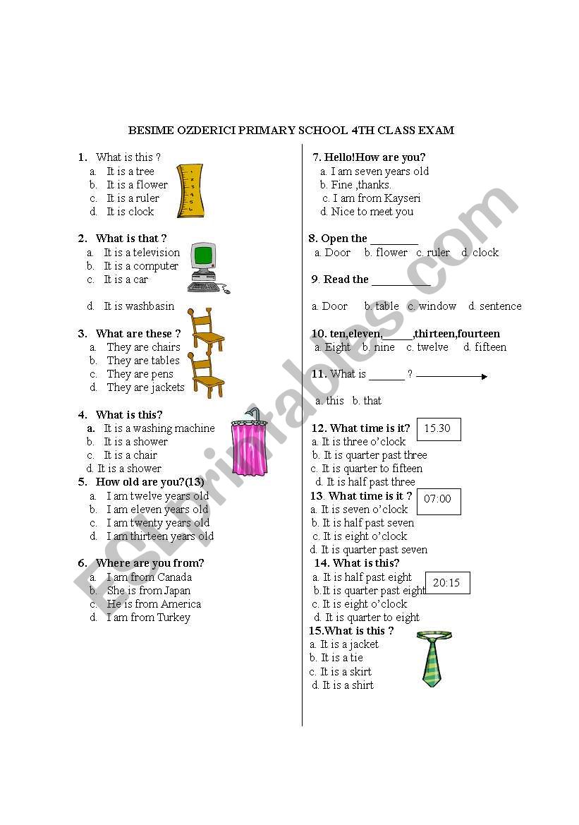 test for beginners worksheet