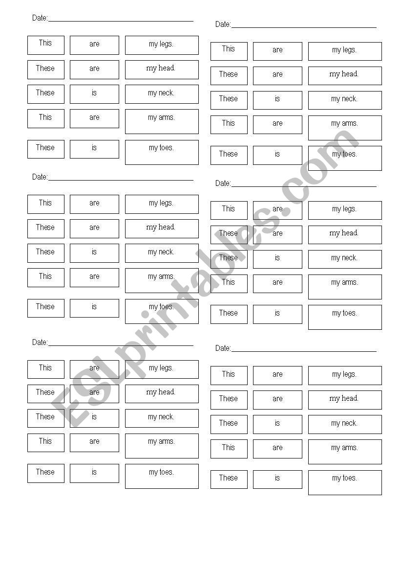 Face parts!  worksheet