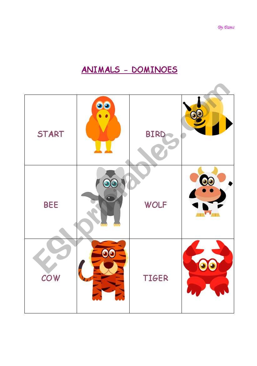 aNiMaLs DoMiNoEs worksheet