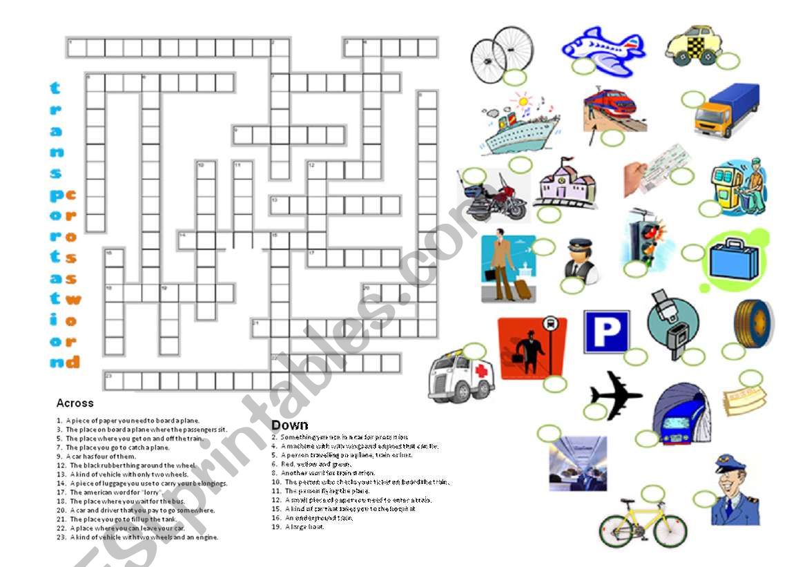 Transportation Crossword worksheet