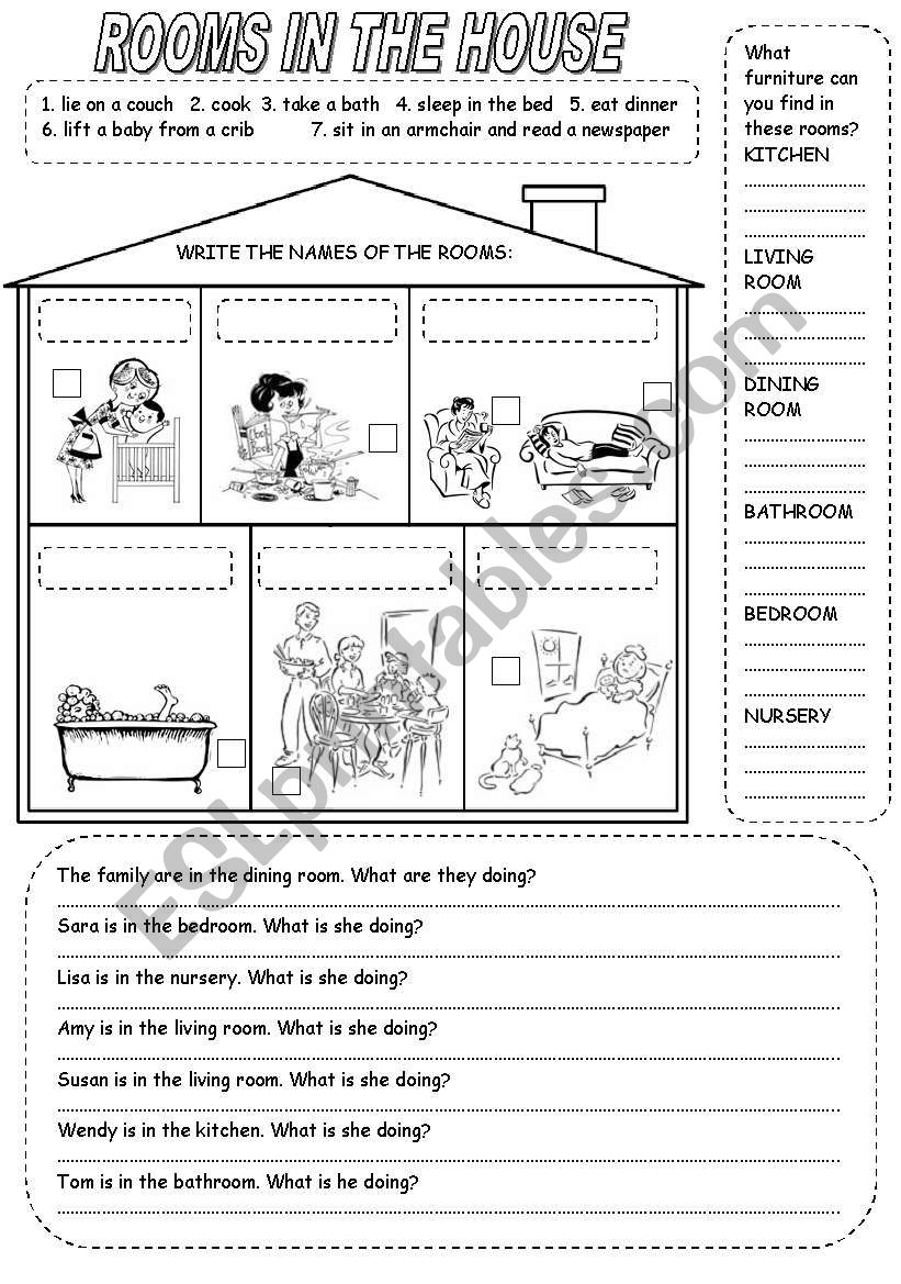 ROOMS IN THE HOUSE worksheet